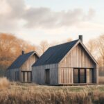 Två fritidshus på äng